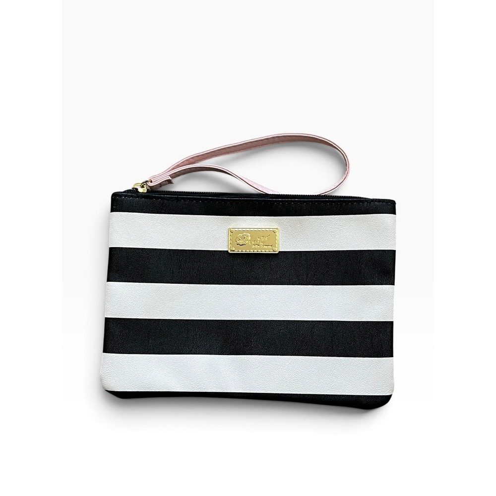 Luv Betsey Johnson Striped Wristlet Pouch M/OS Emo Goth Indie Kitsch EUC